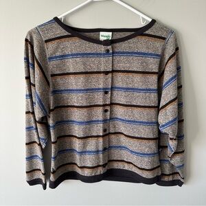 Wrangler Vintage 80's Shirt Striped Long Sleeve Medium Button Henley Retro